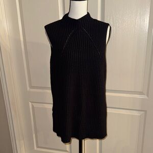 ELLE - Black Knit Turtleneck Vest - Size Large